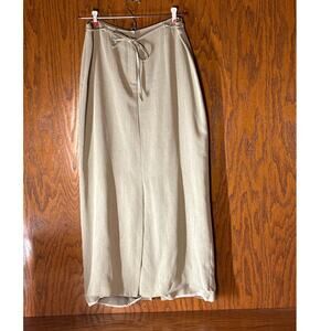 Liz Claiborne Collection Long Skirt Size 10 Beige Tan Tie Waist Minimalist